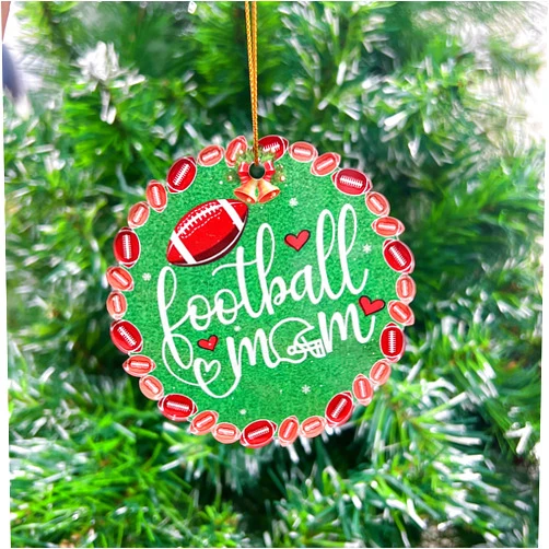BEETHIS Football Mom Christmas Ornament Tree Hanging Decor, American Football Ball Lovers Ornaments Xmas Holiday Keepsake for Football Mama Mother Sport Fans Gifts, Football Player Mom Gift
