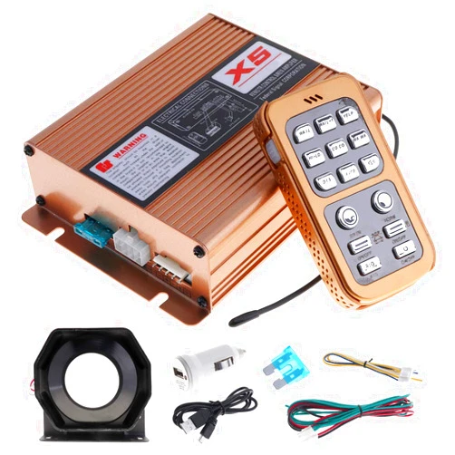 EPathChina DC12V 400W 8 Sound Loud Car Warning Alarm Police Siren Horn Speaker with MIC System and Remote Control