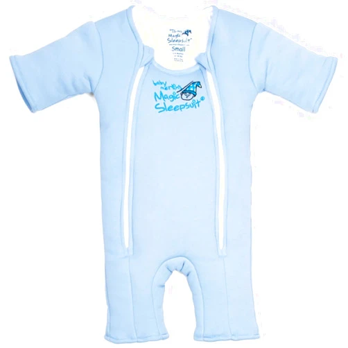 Baby Merlin's Magic Sleepsuit Transition Product - 3-6 Months Swaddle Transition Sleepsuit - Soft Cotton Material with Double Zipper for Easy Diaper Changes - Promotes Safe Sleep for Babies - Blue