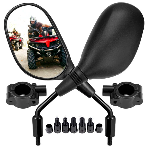 KEMIMOTO ATV Mirrors, 8MM 10MM Motorcycle Mirrors for Handlebar ATV Accessories Compatible with Scooter Snowmobile Mope, 360 Degrees Ball Type Adjustment
