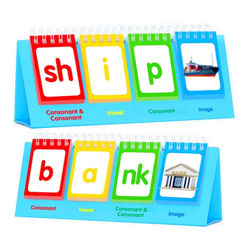SpriteGru CVCC & CCVC Flip Charts, 40 Words Builder Phonic Games Freestanding Flip Chart Manipulative Spelling Toy Educational Learning Tool for Student Teacher School Supplies