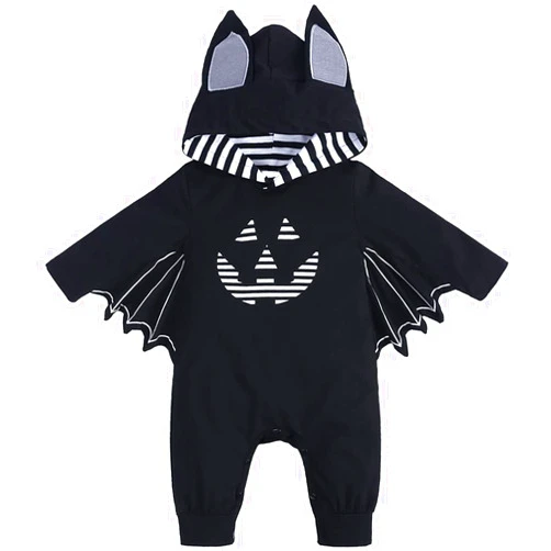 Infant Baby Bat Costume My first Halloween Outfits Bat Costume Romper with Big Ear Hat Unisex 2pcs 3-24 Months