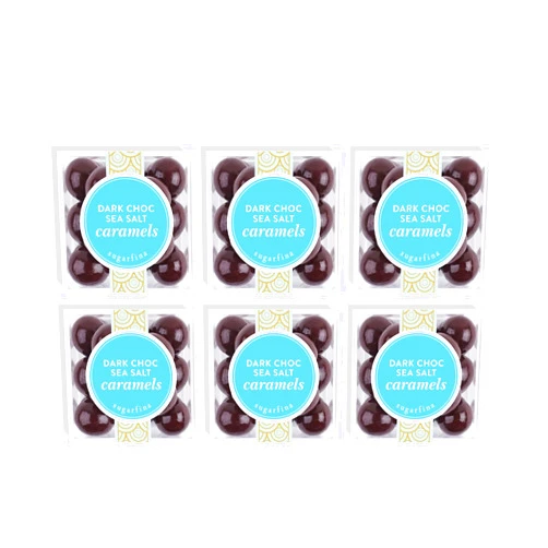 Sugarfina Dark Chocolate Sea Salt Caramels Small Candy Cube, Chocolate Bites, 2.6oz, 6 Count