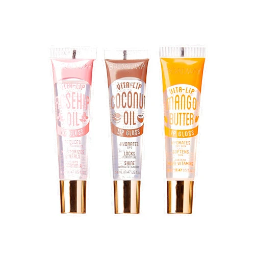 Ruby Kisses Broadway Vita-Lip Clear Lip Gloss (3 Pack Mango Butter, Rosehip, Coconut Oil), Ultra-Hydrating & Soothing Formula with Vitamin Oils, High-Shine Non-Sticky Finish, Healing Lip Balm