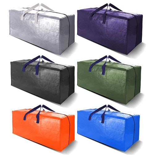 VELVETSURE Heavy Duty Extra Large Moving Bags W/Backpack Straps - Strong Handles & Zippers, Storage Totes For Space Saving, Fold Flat, Alternative to Box and Bin (Set of 6, Multicolor)