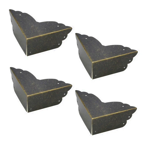 Mcredy 4 Pack Corner Protectors Metal Bronze Box Corners Decorative 2.8x2.8x1.2