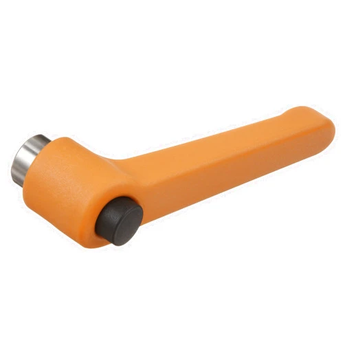 JW Winco Nylon Orange Adjustable Handle with Black Push Button, S/S Threaded Hole, 1-49/64