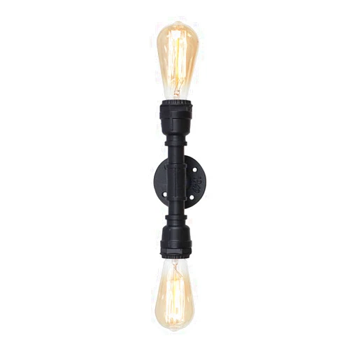 EFINEHOME Vintage Edison Industrial 2-Light Bathroom Vanity Light- 2 Bulb Loft Minimalist Indoor Wall Sconce- Antique Steampunk Wall Lamp Light Fixtures for Hallways Storeroom Shop Decor (Black)