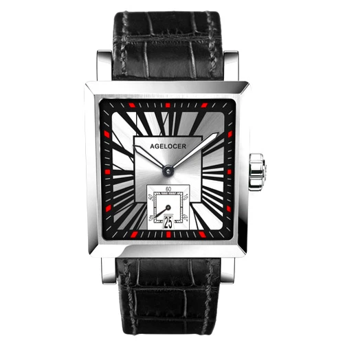 AGELOCER Men's Top Brand Square Automatic Mechanical Stainless Steel Rome Dial Luminous Analog Fashion Luxury Watch