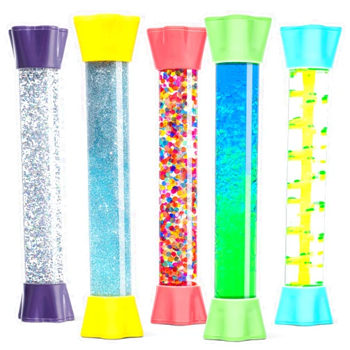 Special Supplies Liquid Motion Bubbler Toy Cool Tubes 5-Pack Colorful Hourglass Timer with Droplet Movement, Bedroom, Sensory Play, Cool Home or School