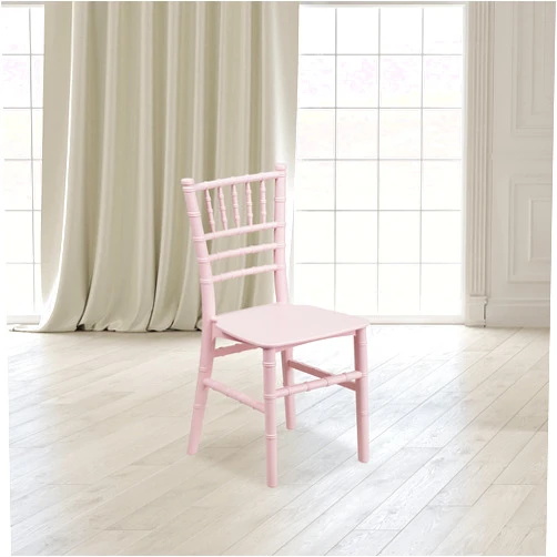 EMMA + OLIVER Child’s All Occasion Pink Resin Chiavari Chair for Home or Home Based Rental Business