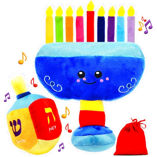 The Dreidel Company Hanukkah Plush Menorah and Dreidel - (Plush Dreidel & Menorah Set)