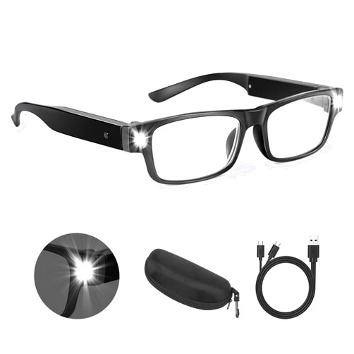 NZQXJXZ 200% Magnifying Glasses with Light,USB Rechargeable LED Lighted Magnifying Eyewear,Hands Free Head Magnifier Eyeglasses for Close Work, Hobbies,Reading,Craft,DIY