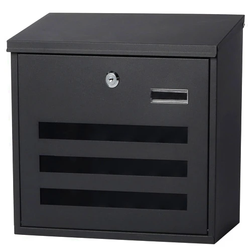 Kasten Wall-Mount Mailbox with Key Lock, Large Capacity Locking Mailbox for Outside, 13.6 x 4.3 x 12.8 Inch, Black