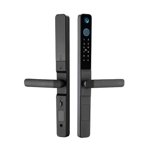 Swokely Smart Fingerprint Door Lock, Built-in Doorbell and Camera, Keyless Entry Door Lock with Handle, Biometric Smart Door Lock for 35-100mm Door, Metal Material, 5 Modes Unlock, Battery Powered