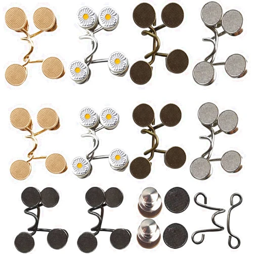 RONYOUNG 60PCS Pant Waist Tightener, Adjustable Waist Buckle Set Jean Buttons for Loose Jeans Pants Clips for Waist Pins No Sewing Brooch Tightening Waistband Tightener for Pants Jeans Skirts (10sets)