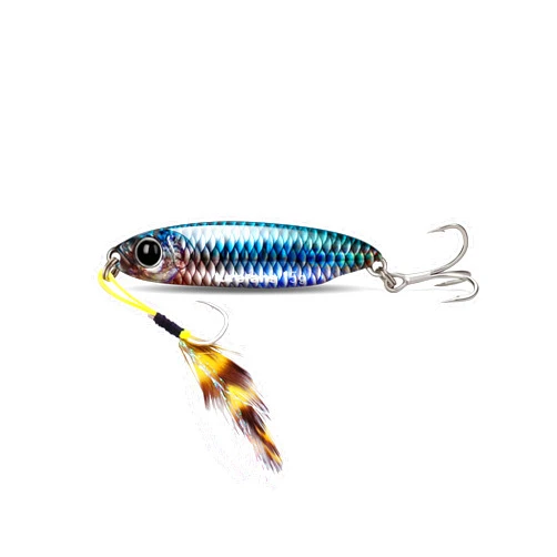 Lurefans Lamdou Live Fish Coating Jigging Spoon for Bass, Vibration VIB Metal Jigs Fishing Spoons for Freshwater and Saltwater, BKK Hooks, 10 g 45 mm, Sinking, Feathered, Pro Tournament Fishing Lures