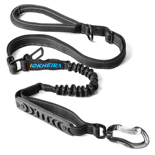 IOKHEIRA Multifunctional Leash with Car Seatbelt for Large, Medium Dogs, Adjustable, 4-6 FT Strong Bungee Leash