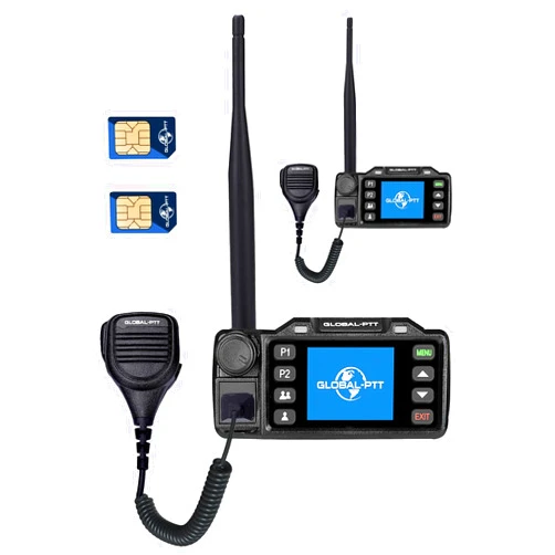 Globalptt Global-PTT 2-Pack Push-to-Talk Over Cellular (PoC) Mobile Radios Walkie Talkies - 4G LTE Nationwide PTT Unlimited Range Free License for in-Vehicle Communication (Non-GPS)