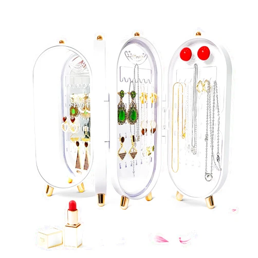 CANITORON Earring Organizer, 4-Layer Foldable Earring Holder, Small Jewelry Organizer, Jewelry Holder for Earring Stud Earrings Necklace, Jewelry Travel Organizer-White.