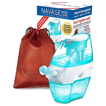 Navage Nasal Care Travel Bundle: Navage Nose Cleaner with 20 SaltPod Capsules and Navage Travel Bag (Burgundy)
