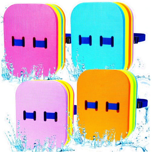 Honoson 4 Pcs Summer Kid Back Float Safety Swim Trainer 3 Layers Swimming Bubble Secure Clip Buckle Toddler Floaties with Adjustable Swim Belt Waterproof Swim Training Equipment for Children Sport Pool Lesson