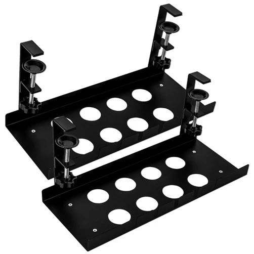 THIKDIKAKT Metal Cable Management Tray Under Desk with Clamp Retractable Cord Organizer for Desk No Drill Cable Tray Basket for Wire Management Sturdy Metal Cable Management Under Desk with Clamp for Home Office