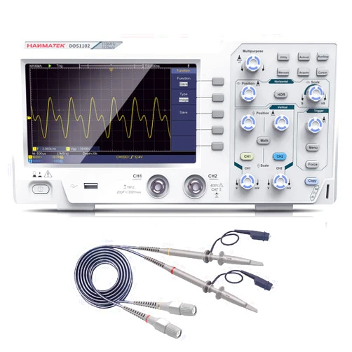 HANMATEK 110mhz Bandwidth DOS1102 Digital Oscilloscope with 2 Channels and Screen 7 inch / 18 cm, TFT-LCD Display, Portable Professional Oscilloscope Kit with 500 MS/s *2 Sampling Rate