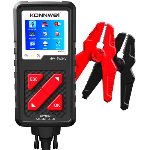 KONNWEI KW710 Car Battery Tester 6V 12V 24V, Battery Load Tester Automotive 100-2000CCA Digital Auto Battery Analyzer Alternator Starter Tester for Car Truck Motorcycle Marine ATV SUV