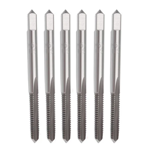 YXQ M6 x 1mm Tap Machine HSS Metric Right Hand Thread 3 Straight Flute Taps Taper and Plug (6Pcs)
