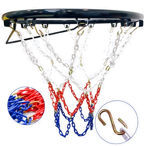 SENENQU Metal Chain Basketball Net Replacement for Indoor or Outdoor, Heavy Duty Stainless Steel Chain Net for Basketball Hoop, Metal Chain Basketball Net (21 Inch) Fit Most Standard Hoops