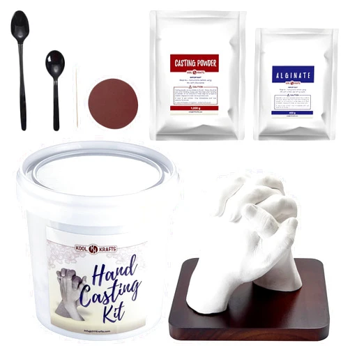 KOOL KRAFTS Hand Casting Kit for Couples, DIY Plaster Statue Molding Kit, Wooden Mahogany Base DIY Hand Mold Kit, Anniversary for Men, Women, Wedding Gift, Mother's Day Gifts for Wife, Valentine's Day Gift