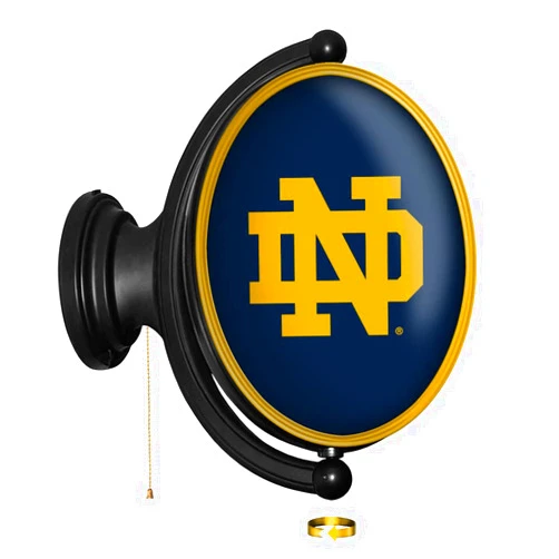 The Fan-Brand Notre Dame Fighting Irish Oval Rotating Lighted Wall Sign, Irish Blue - Team Bar Sign Décor: Home, Dorm, Garage, Office, Fan Cave