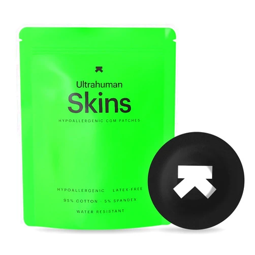 Ultrahuman Skins - Adhesive Patches for Freestyle Libre 2/3 (Pack of 20) - Hypoallergenic, Waterproof CGM Sensor Covers, 14-Day Wear with 3-Month Complimentary Access to Ultrahuman CGM App