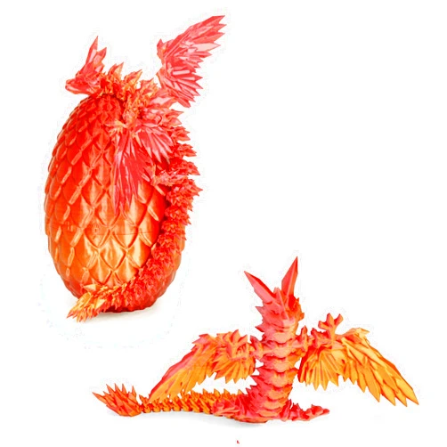 Olee Odee Fly Wings Dragon & Dragon Egg, 3D Printed Articulated Fidget Toys for Adults Office Room Decor Collectible Figurines Funny Gifts for Kids, Boys, Girls (Orange Red, M Size: 5.8