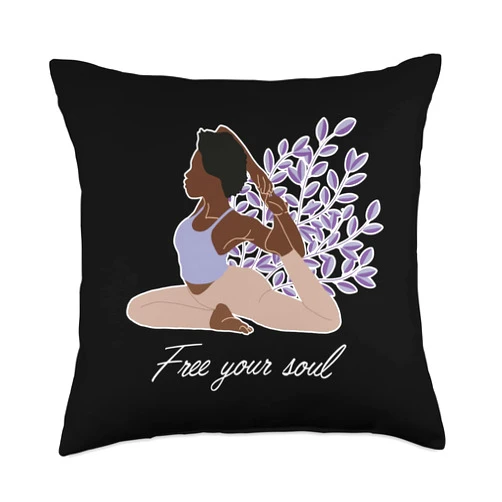 Kundalini Yoga Accessories Gifts for Men Beginners Free Your Soul Kundalini Ashtanga Hatha Asanas Yogi Yoga Throw Pillow, 18x18, Multicolor