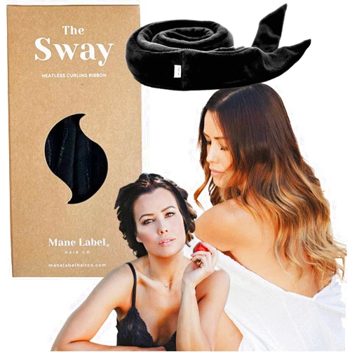 Mane Label Hair Co Hair Curling Ribbon Wrap: The Original Sway Heatless Curling Ribbons | Luxe Velour | Mane Label Hair Co. (Black)