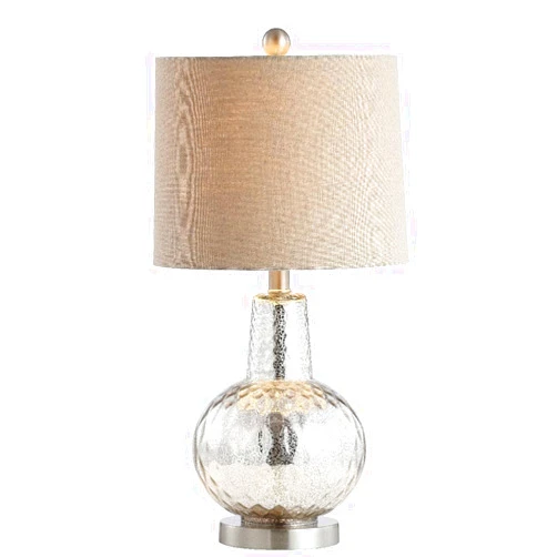 Safavieh Lighting Collection Atlas Silver/ Ivory Shade 24-inch Bedroom Living Room Home Office Desk Nightstand Table Lamp (LED Bulb Included)