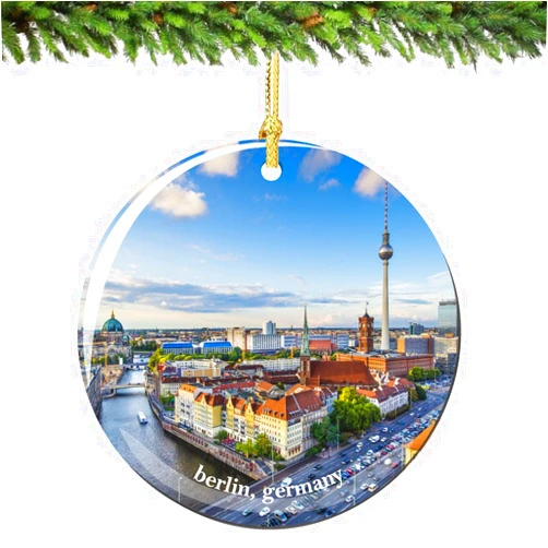 City-Souvenirs Berlin Germany Christmas Ornament Porcelain Skyline, 2.75 Inch Double Sided Berlin Ornament