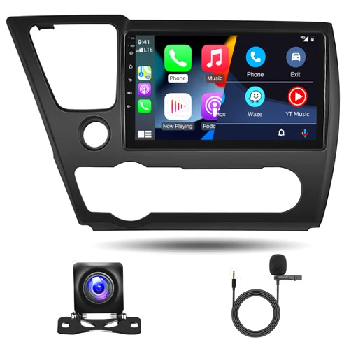 Hikity 2GB+64GB for Honda Civic 2013-2017 Android 13 Car Stereo with Wireless Apple Carplay Android Auto, 9 inch Touchscreen for Honda Civic Car Radio Support GPS Navigation WiFi BT HiFi FM EQ