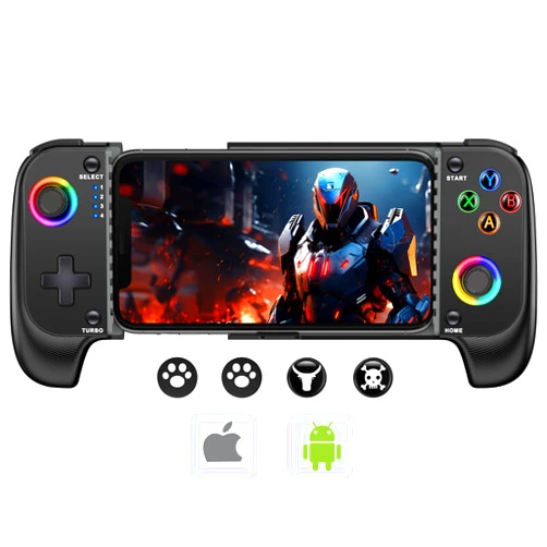 MystNova Wireless Phone Mobile Gaming Controller for iPhone/Android - Turn Your iPhone into a Gaming Console - Play Xbox, PlayStation, Steam Link, Cloud Gamepad for iOS with RGB