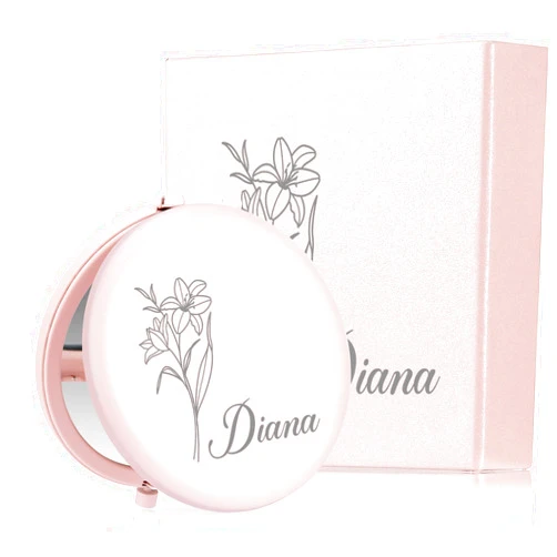 Angirlish Personalized Compact Mirror, Engraved Pocket Makeup Mirror with Gift Box Double-Sided 1X/2X Magnifying Metal Travel Mirror Custom Birthday Graduation Bridesmaid Mothers Day Friendship Gifts for Women