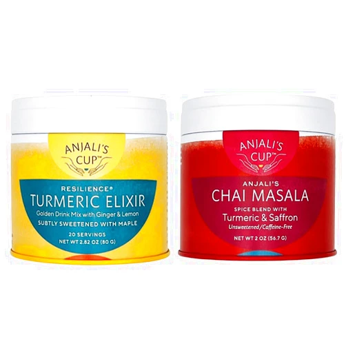 Anjali's Cup Anjali’s Cup Wellness & Spice Duo | Resilience Turmeric Elixir + Chai Masala with Turmeric & Saffron | Organic, Caffeine-Free, 40 Servings Total