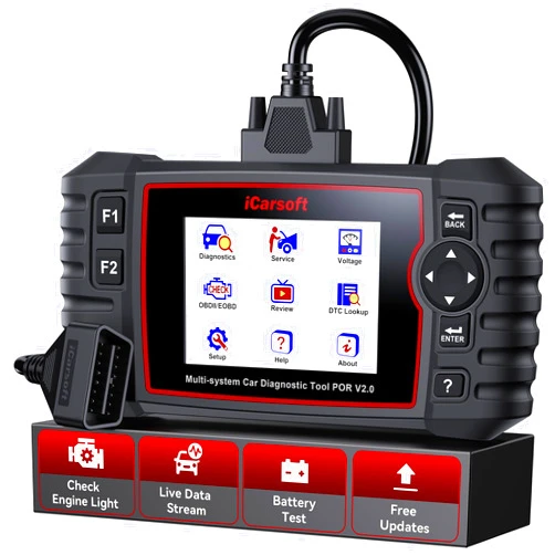 ICarsoft OBD2 Scanner Diagnostic Tool for Porsche/Cayenne, iCarsoft POR V2.0 Code Reader for Porsche, All System in-Depth Scan, with Oil Reset/SAS/EPB/BMS/ETC/DP/BLD/INJ, Battery Test