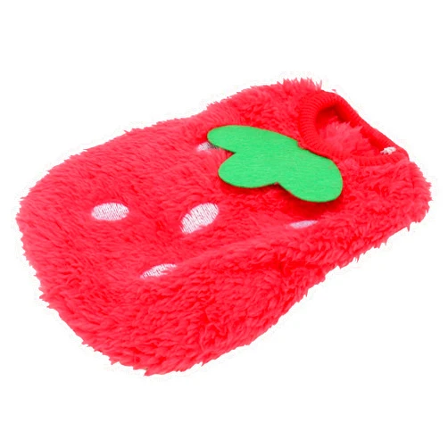 ULTECHNOVO Christmas Bunny Clothes, Coral Fleece Cozy T-Shirt, Halloween Rabbits Warm Vest for Cat Puppy Bunny Guinea Pig Chihuahua Yorkie (XXS, Strawberry)