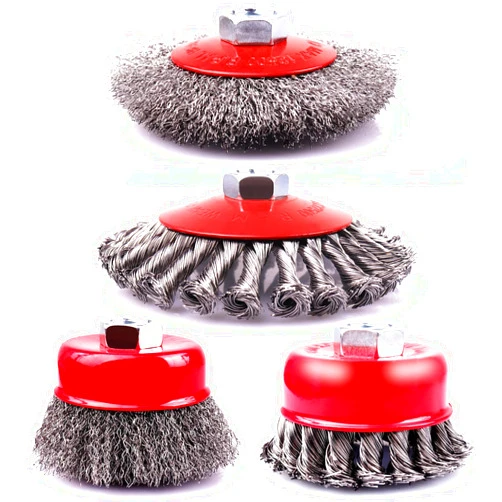 LSTOPGO 4 Pack 3 & 4 Inch Twisted Knotted & Coarse Crimped Wire Cup Brush for 4 1/2 Angle Grinder,5/8 Inch-11 Threaded Arbor,Wire Brush for Rust,Corrosion,Paint Removal (4)