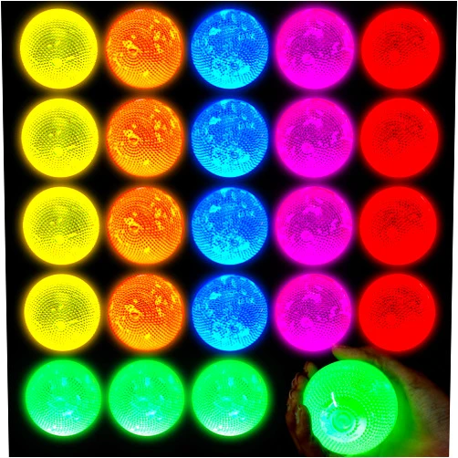 Lewtemi 24 Pcs Christmas Glow in The Dark Balls Glowing Stick Balls Bulk Lighted Bouncy Rubber Long Lasting Bright Night Party Supplies for Christmas New Year Carnival Goodie Bag Fillers