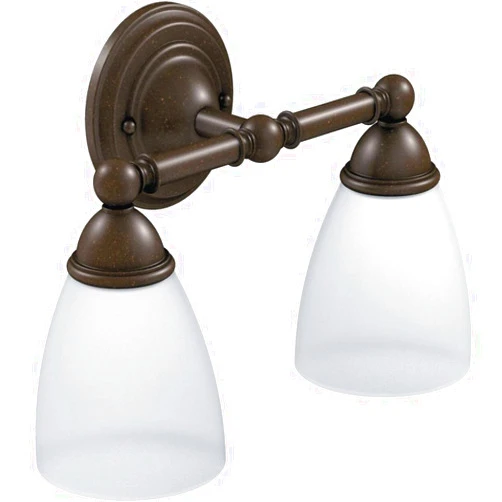 Moen YB2262ORB Brantford 2-Light Dual-Mount Bath Bathroom Vanity Fixture with Frosted Glass, Oil-Rubbed Bronze