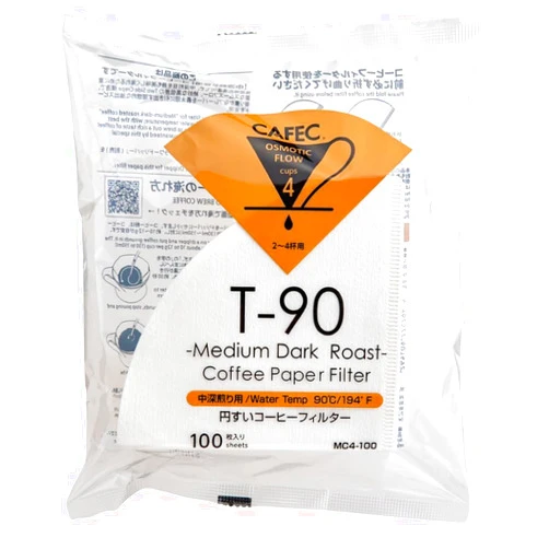 CAFEC Specialty Coffee Paper by Roast Type (Medium Roast (4 Cups)) V60 02 style universal 1 to 4 cup Disposable Coffee Filter for Pour Over Dripper brewing MC4-100W