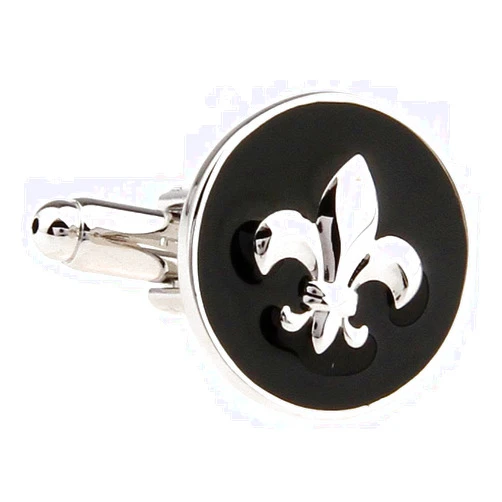 MRCUFF Fleur De Lis Raised Emblem Pair of Cufflinks in a Presentation Gift Box & Polishing Cloth
